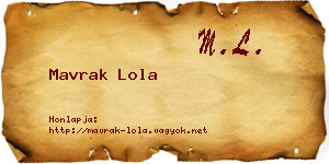 Mavrak Lola névjegykártya